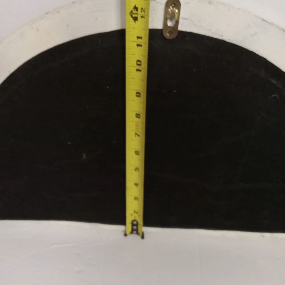 Half Moon Shape Mirror Window Distressed, Beige & Brown Metal Fleur-de-lis